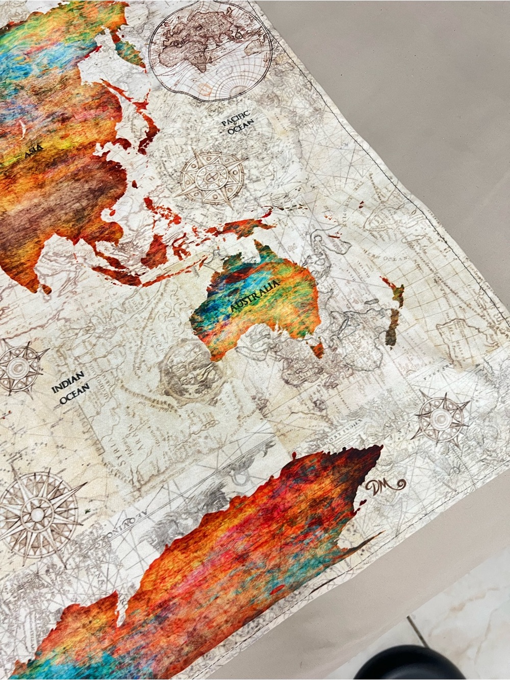 World Map Fabric Wall Tapestry in Multicolor - Picture 5 of 10